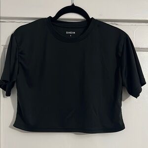 SHEIN Black Crop Boxy Tee Short Sleeve EUC